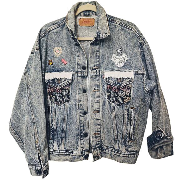 Vintage 70507-0219 Levis Jean Trucker Jacket Medium Light Acid Wash 80s USA